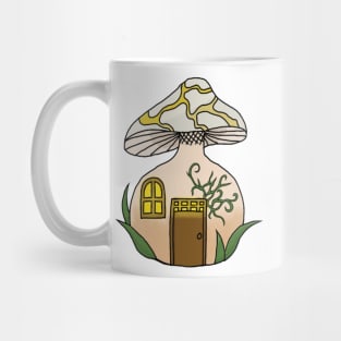 Yellow Mushroom House Fantasy Print Mug